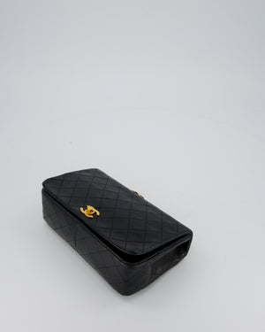 Chanel Vintage Black Full Flap Rectangular Bag in Lambskin Leather with 24K Gold Hardware