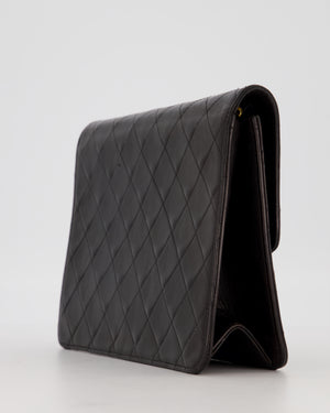 Chanel Vintage Small Square Single Flap Bag in Dark Brown Lambskin Leather with 24K Gold Hardware