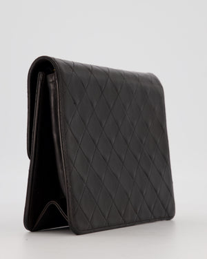 Chanel Vintage Small Square Single Flap Bag in Dark Brown Lambskin Leather with 24K Gold Hardware