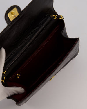 Chanel Vintage Small Square Single Flap Bag in Dark Brown Lambskin Leather with 24K Gold Hardware