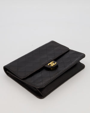 Chanel Vintage Small Square Single Flap Bag in Dark Brown Lambskin Leather with 24K Gold Hardware