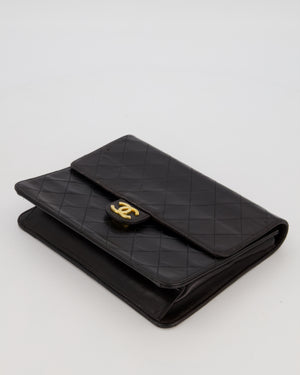 Chanel Vintage Small Square Single Flap Bag in Dark Brown Lambskin Leather with 24K Gold Hardware