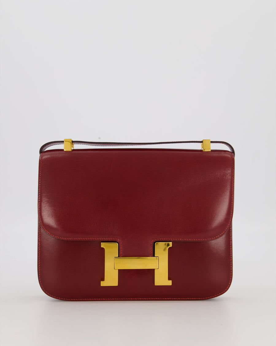 *SUPER RARE* Hermès Vintage Constance 23 Bag in Rouge H Box Leather with Gold Hardware