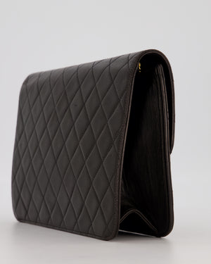 Chanel Vintage Medium Square Single Flap Bag in Black Lambskin Leather with 24K Gold Hardware
