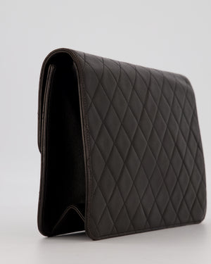 Chanel Vintage Medium Square Single Flap Bag in Black Lambskin Leather with 24K Gold Hardware