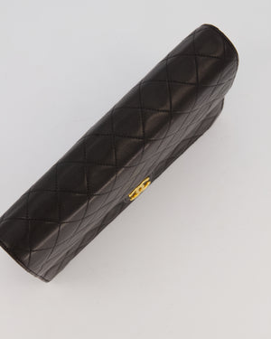 Chanel Vintage Medium Square Single Flap Bag in Black Lambskin Leather with 24K Gold Hardware