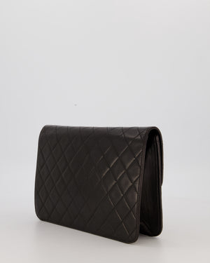 Chanel Vintage Medium Square Single Flap Bag in Black Lambskin Leather with 24K Gold Hardware