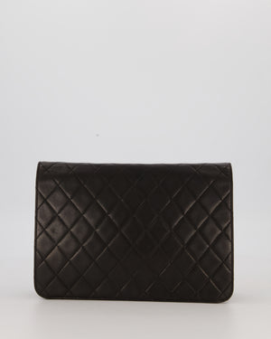 Chanel Vintage Medium Square Single Flap Bag in Black Lambskin Leather with 24K Gold Hardware
