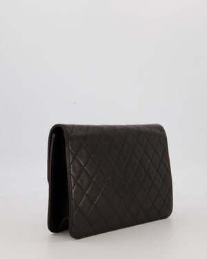 Chanel Vintage Medium Square Single Flap Bag in Black Lambskin Leather with 24K Gold Hardware