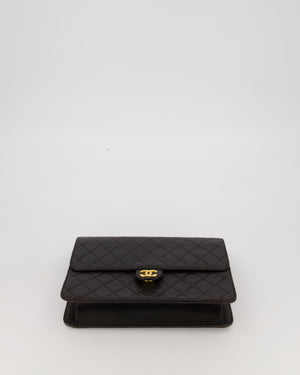 Chanel Vintage Medium Square Single Flap Bag in Black Lambskin Leather with 24K Gold Hardware