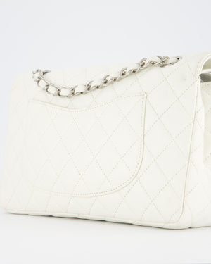Chanel White Seasonal Double Flap Bag in Caviar Leather with Silver Hardware