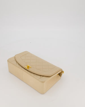 Chanel Vintage Medium Diana Flap Bag in Cream Lambskin Leather with 24K Gold Hardware