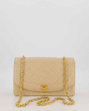 Chanel Vintage Medium Diana Flap Bag in Cream Lambskin Leather with 24K Gold Hardware