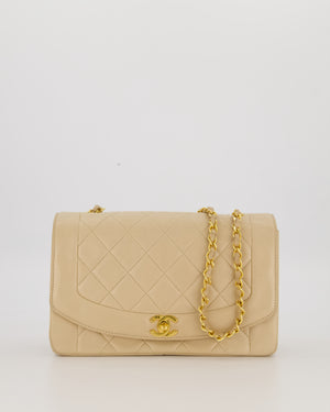 Chanel Vintage Medium Diana Flap Bag in Cream Lambskin Leather with 24K Gold Hardware