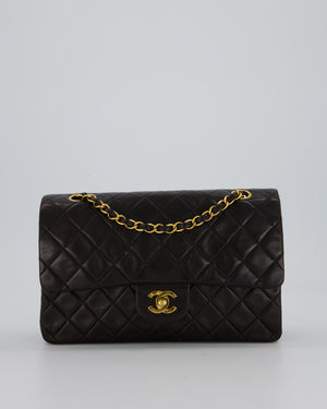 Chanel Vintage Chocolate Brown Medium Classic Double Flap Bag in Lambskin Leather with 24K Gold Hardware