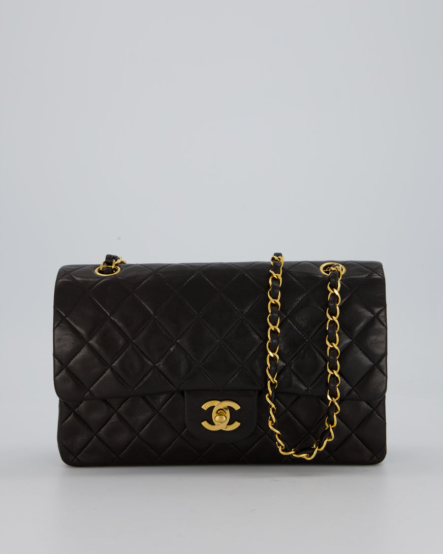 Chanel Vintage Chocolate Brown Medium Classic Double Flap Bag in Lambskin Leather with 24K Gold Hardware