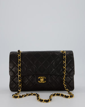 Chanel Vintage Chocolate Brown Medium Classic Double Flap Bag in Lambskin Leather with 24K Gold Hardware