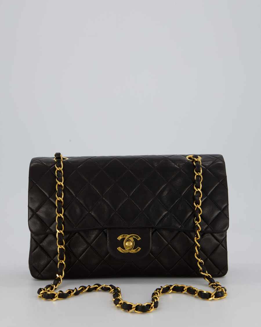 Chanel Vintage Chocolate Brown Medium Classic Double Flap Bag in Lambskin Leather with 24K Gold Hardware