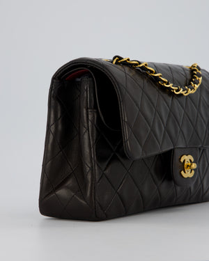 Chanel Vintage Chocolate Brown Medium Classic Double Flap Bag in Lambskin Leather with 24K Gold Hardware
