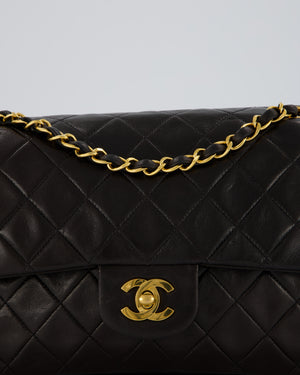 Chanel Vintage Chocolate Brown Medium Classic Double Flap Bag in Lambskin Leather with 24K Gold Hardware