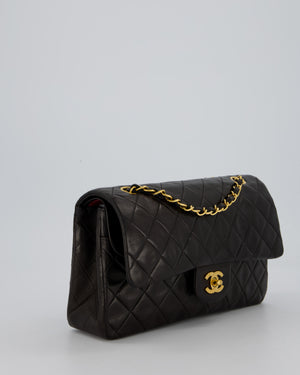 Chanel Vintage Chocolate Brown Medium Classic Double Flap Bag in Lambskin Leather with 24K Gold Hardware