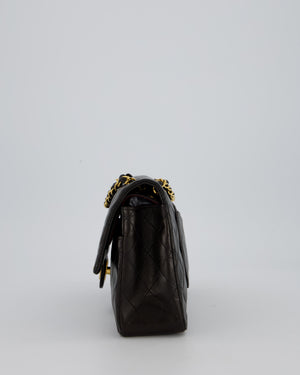 Chanel Vintage Chocolate Brown Medium Classic Double Flap Bag in Lambskin Leather with 24K Gold Hardware