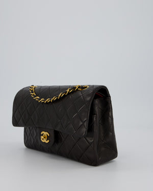 Chanel Vintage Chocolate Brown Medium Classic Double Flap Bag in Lambskin Leather with 24K Gold Hardware