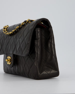 Chanel Vintage Chocolate Brown Medium Classic Double Flap Bag in Lambskin Leather with 24K Gold Hardware