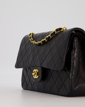 Chanel Vintage Black Medium Classic Double Flap Bag in Lambskin Leather with 24K Gold Hardware