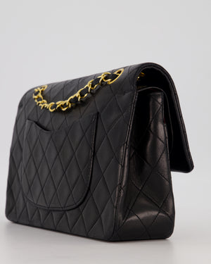 Chanel Vintage Black Medium Classic Double Flap Bag in Lambskin Leather with 24K Gold Hardware