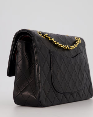 Chanel Vintage Black Medium Classic Double Flap Bag in Lambskin Leather with 24K Gold Hardware