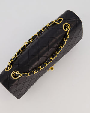 Chanel Vintage Black Medium Classic Double Flap Bag in Lambskin Leather with 24K Gold Hardware