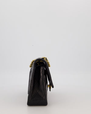 Chanel Vintage Black Medium Classic Double Flap Bag in Lambskin Leather with 24K Gold Hardware