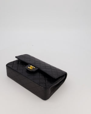 Chanel Vintage Black Medium Classic Double Flap Bag in Lambskin Leather with 24K Gold Hardware