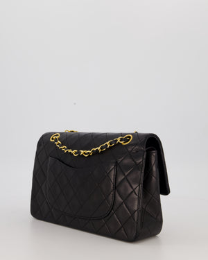 Chanel Vintage Black Medium Classic Double Flap Bag in Lambskin Leather with 24K Gold Hardware