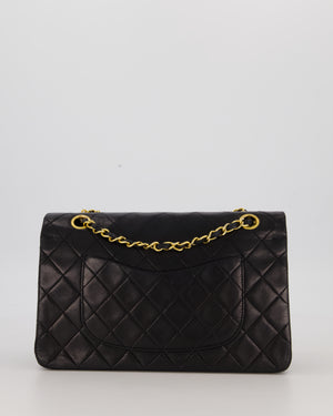 Chanel Vintage Black Medium Classic Double Flap Bag in Lambskin Leather with 24K Gold Hardware