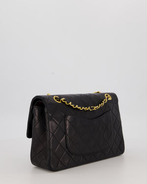 Chanel Vintage Black Medium Classic Double Flap Bag in Lambskin Leather with 24K Gold Hardware