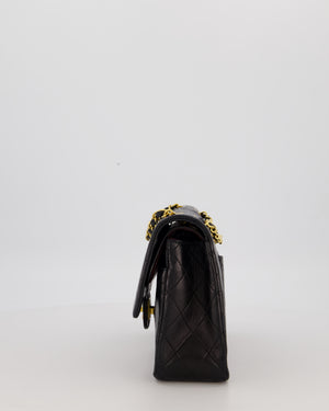 Chanel Vintage Black Medium Classic Double Flap Bag in Lambskin Leather with 24K Gold Hardware
