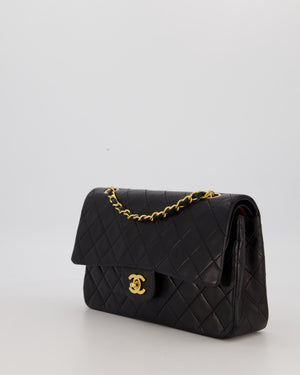 Chanel Vintage Black Medium Classic Double Flap Bag in Lambskin Leather with 24K Gold Hardware
