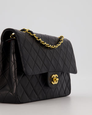 Chanel Vintage Black Medium Classic Double Flap Bag in Lambskin Leather with 24K Gold Hardware