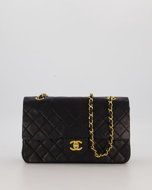 Chanel Vintage Black Medium Classic Double Flap Bag in Lambskin Leather with 24K Gold Hardware