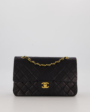 Chanel Vintage Black Medium Classic Double Flap Bag in Lambskin Leather with 24K Gold Hardware