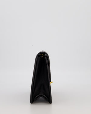 Chanel Vintage Small Square Single Flap Bag in Black Lambskin Leather with 24K CC Turn Lock Gold Hardware