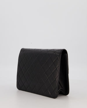 Chanel Vintage Small Square Single Flap Bag in Black Lambskin Leather with 24K CC Turn Lock Gold Hardware