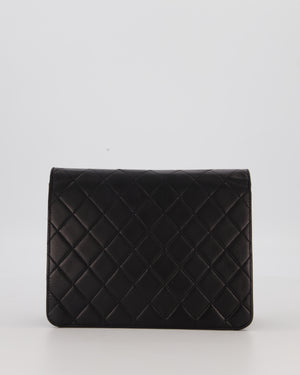 Chanel Vintage Small Square Single Flap Bag in Black Lambskin Leather with 24K CC Turn Lock Gold Hardware