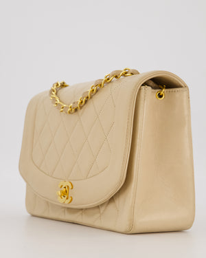 Chanel Vintage Medium Diana Flap Bag in Cream Lambskin Leather with 24K Gold Hardware