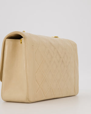 Chanel Vintage Medium Diana Flap Bag in Cream Lambskin Leather with 24K Gold Hardware