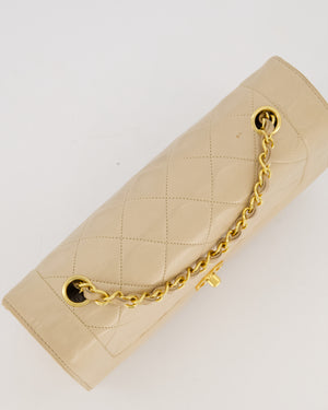 Chanel Vintage Medium Diana Flap Bag in Cream Lambskin Leather with 24K Gold Hardware