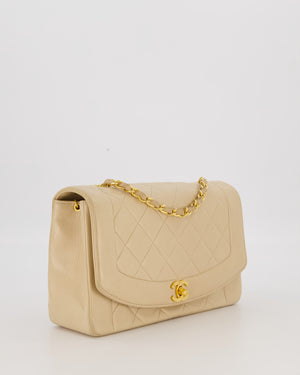 Chanel Vintage Medium Diana Flap Bag in Cream Lambskin Leather with 24K Gold Hardware