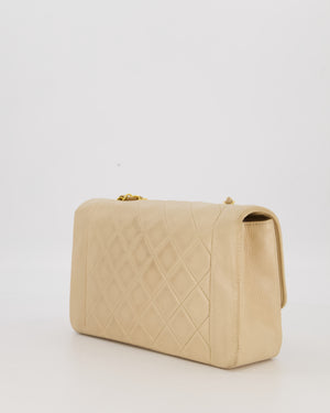 Chanel Vintage Medium Diana Flap Bag in Cream Lambskin Leather with 24K Gold Hardware
